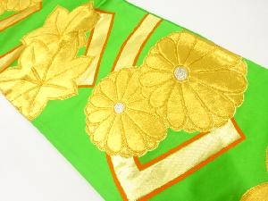 アンティーク　地紙に菊楓模様織出し袋帯（材料）